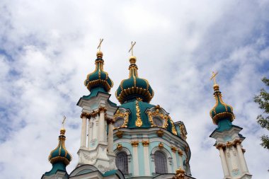 Kiev Yeşil kubbeli barok St Andrew Kilisesi, Ukrayna