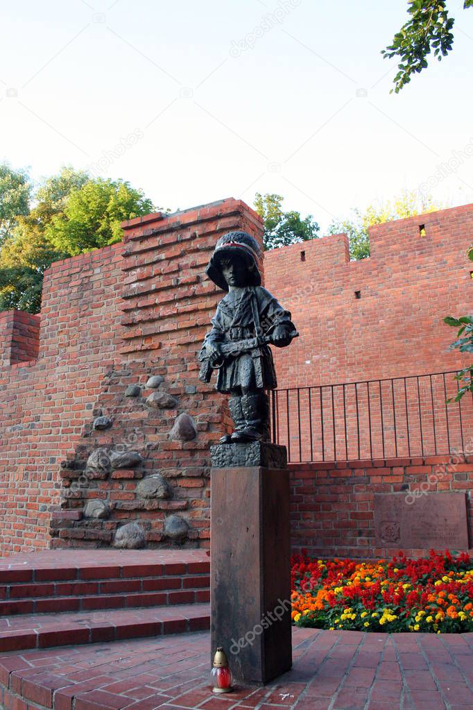 Little Insurrectionist (Maly Powstaniec), a statue in commemoration of the child soldiers who fought and died during the Warsaw Uprising of 1944, Warsaw, Poland