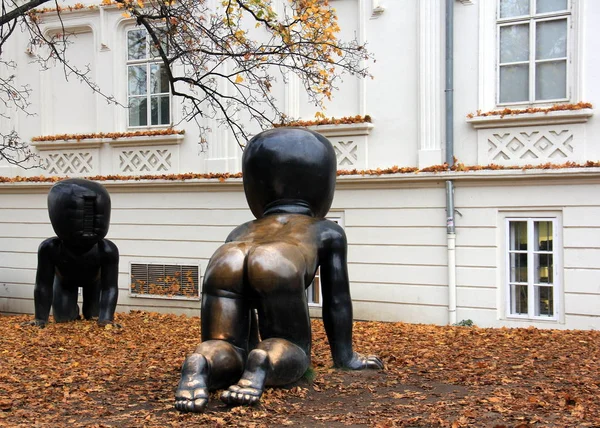 Esculturas Parque Ilha Kampe Outono Praga República Checa — Fotografia de Stock