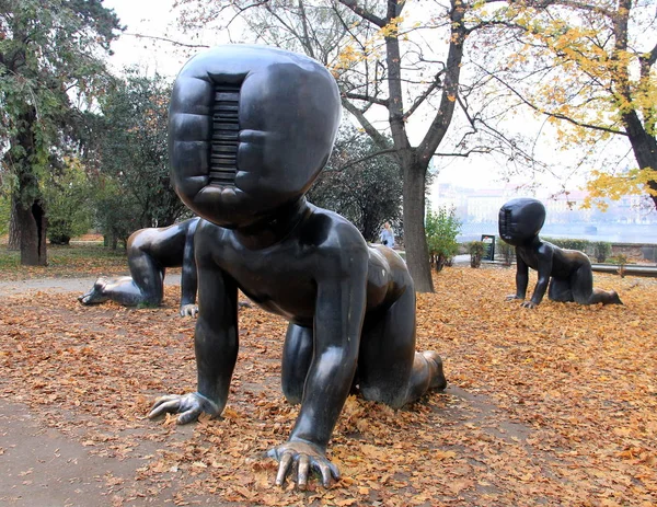 Skulpturen Park Auf Der Insel Kampe Herbst Prag Tschechische Republik — Stockfoto