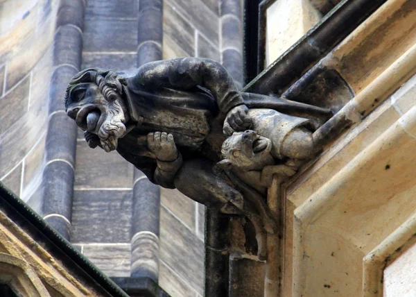 Gargoyles Vitus Cathedral Prague Czech Republic — Stock Photo, Image