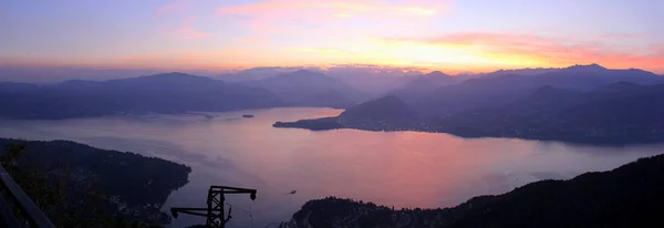 Vista Lago Maggiore Monte Sasso Del Ferro Pôr Sol Itália — Fotografia de Stock