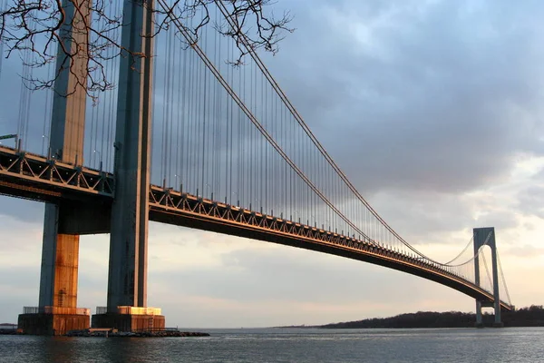 Verrazzano Narrows Bridge Vid Solnedgången New York — Stockfoto