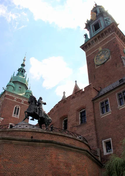 Statue Équestre Tadeusz Kosciusko Entrée Château Wawel Cracovie Pologne — Photo