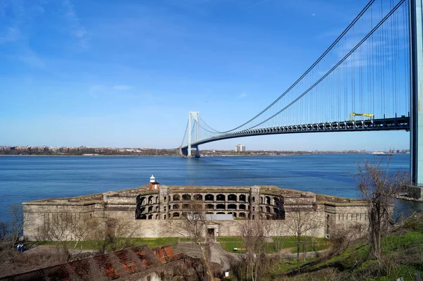 New York Usa April 2016 Zicht Brooklyn Verrazzano Bridge Narrows — Stockfoto