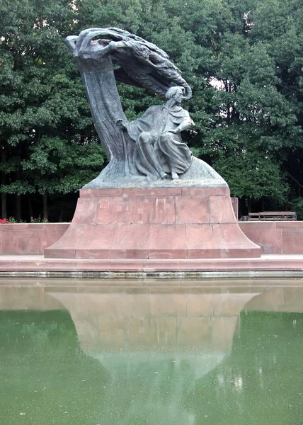 Fryderyk Chopin Denkmal Lazienki Park Der Ujazdow Allee Warschau Polen — Stockfoto