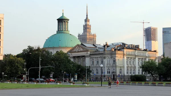 Uitzicht Het Centrum Van Stad Vanaf Pilsudski Square Warschau Polen — Stockfoto