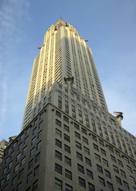Chrysler Binası, ön cephenin üst kısmı, 42. Cadde, New York, Ny manzaralı.