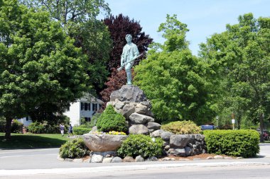 Lexington Battle Green 'deki Minuteman Heykeli, Lexington, Ma, Usa