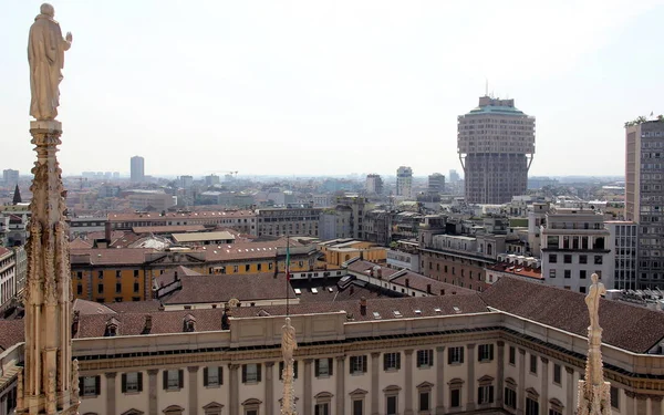 Vue Aérienne Avec Torre Velasca Depuis Toit Cathédrale Milan Italie — Photo