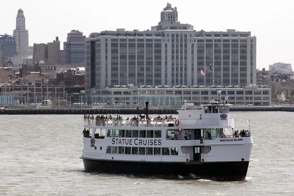 Miss New York Harbor Cruise Boat Brooklyn Heights Background New — Stock Photo, Image
