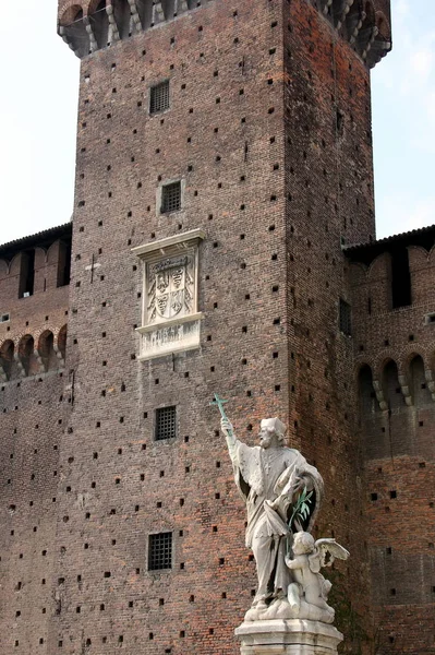 Standbeeld Van Johannes Van Nepomuk Sforza Castle Milaan Italië — Stockfoto