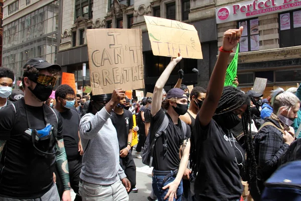 Marche Des Manifestants Sur Broadway Centre Ville Manhattan New York — Photo