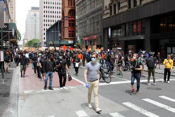 Marche Des Manifestants Sur Broadway Centre Ville Manhattan New York — Photo