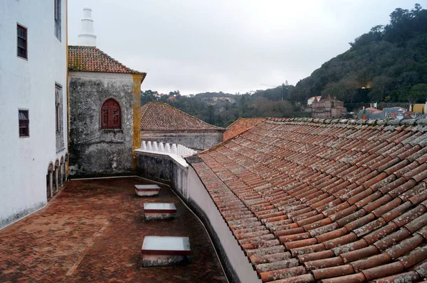 Kraliyet Sarayı Nın Kiremitli Çatı Terası Sintra Portekiz Aralık 2017 — Stok fotoğraf