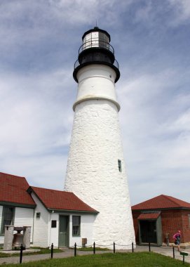 Portland Head Light, Portland Limanı girişindeki tarihi deniz feneri, 1791 'de tamamlandı, Maine, Elizabeth Burnu, ABD' deki en eski deniz feneri - 25 Temmuz 2020