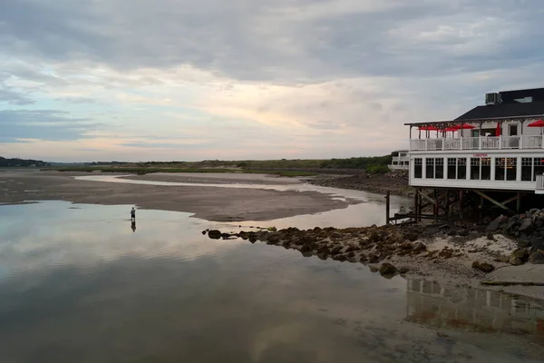 Lagun Vid Ogunquit River Mynning Vid Solnedgången Wells Usa Juli — Stockfoto