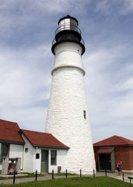Portland Head Light, Portland Limanı girişindeki tarihi deniz feneri, 1791 'de tamamlandı, Maine, Elizabeth Burnu, ABD' deki en eski deniz feneri - 25 Temmuz 2020