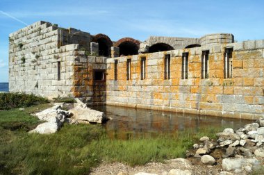 Fort Popham, Kennebec Nehri ağzında İç Savaş döneminden kalma bir kıyı savunma kalesi, Fort, Phippsburg, ME, ABD - 25 Temmuz 2020