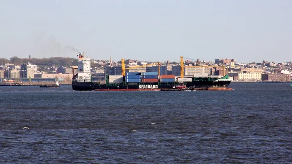 Recipiente Navio Spica Andamento New York Harbor Close Brooklyn Nova — Fotografia de Stock