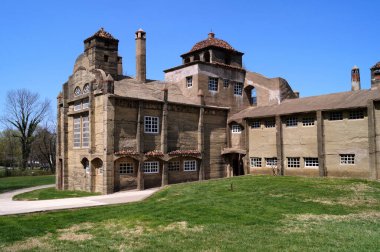 Moravian Pottery and Tile Works, 1912 'de inşa edilmiş beton yapı, halihazırda bir müze, Doylestown, PA, USA - 14 Nisan 2017