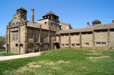 Moravian Pottery and Tile Works, 1912 'de inşa edilmiş beton yapı, halihazırda bir müze, Doylestown, PA, USA - 14 Nisan 2017