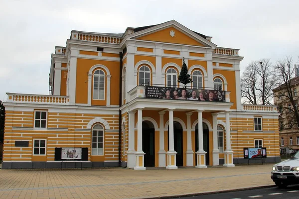Westböhmisches Theater Hauptfassade Mit Säulengang Cheb Tschechien Januar 2020 — Stockfoto