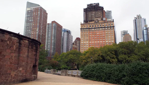 Skyline Del Centro Vista Desde Battery Park Esquina Del Castillo — Foto de Stock