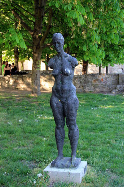Magdeburg, Germany - April 30, 2012: Modern sculpture, in the sculpture park of the Kunstmuseum Kloster Unser Lieben Frauen