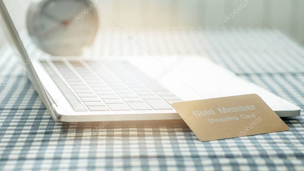 background and selective focused of gold member shopping card pl