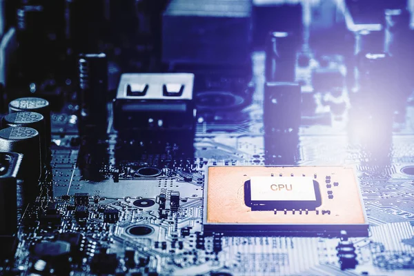 CPU chip on computer or electronic board — Stock Photo, Image