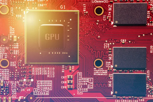 Procesor graficzny (GPA) chip ustawiony na komputerze Karta VGA — Zdjęcie stockowe
