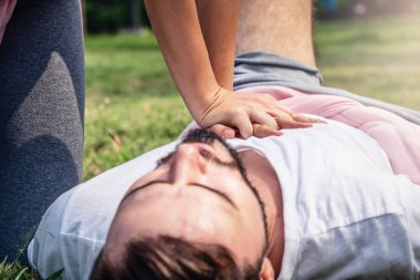 First aids CPR for unconscious people