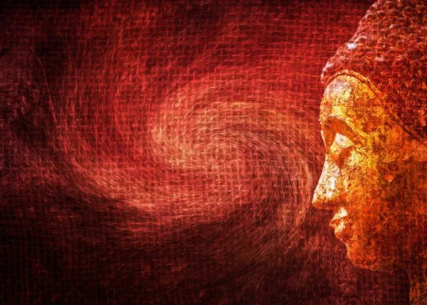 Abbildung der Buddha-Statue mit abstraktem Malhintergrund — Stockfoto