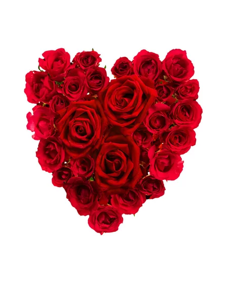 Τριαντάφυλλα διευθέτηση σε σχήμα καρδιάς για την ημέρα του Αγίου Βαλεντίνου απομονωμένη σε — Φωτογραφία Αρχείου