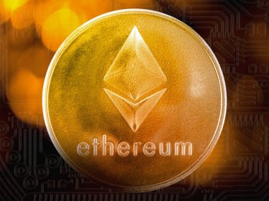 Altın lig ile bitcoin arka desen Ethereum altın sikke
