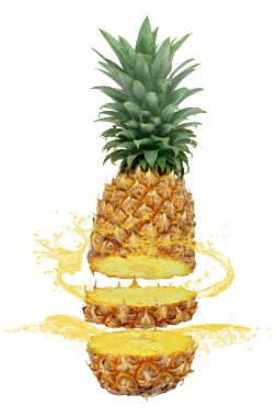 sıçramalı ananas suyu ile dilimlenmiş ananas yakın çekim