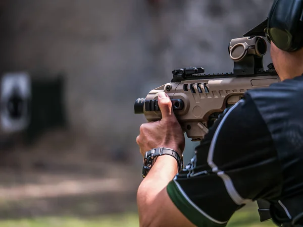 Male aim 9mm pistol gun with conversion kit to carbine and shoot