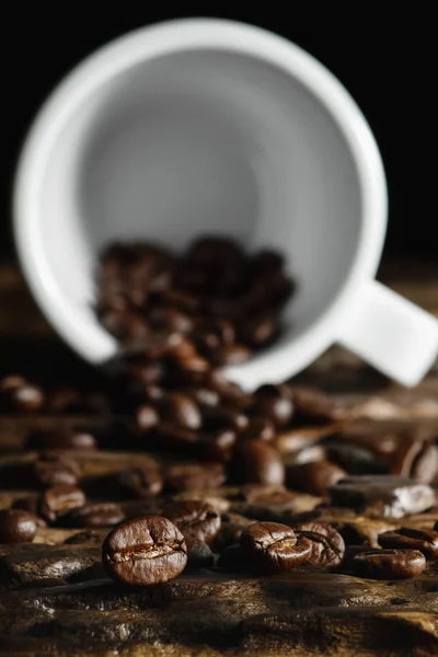 Fondo de la bebida de granos de café tostados con la colocación de café c —  Fotos de Stock