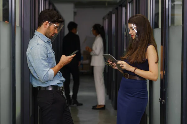 Affaires Nouveau Normal Travailler Bureau Pour Que Employé Ses Collègues — Photo