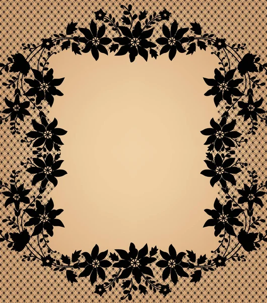 Zwarte Kant Frame Een Beige Achtergrond Met Ruimte Voor Tekst — Stockfoto