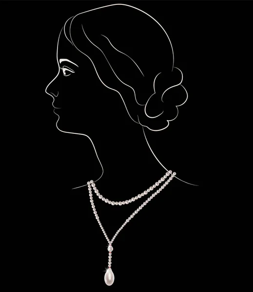 Mode Illustration Von Mädchen Mit Perlenkette — Stockfoto