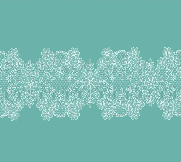 White Lace Border Floral Pattern Green Background — Stock Photo, Image