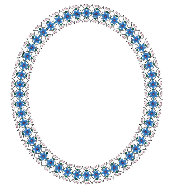 Quadro Oval Elegante Flores Decorativas Azuis — Fotografia de Stock