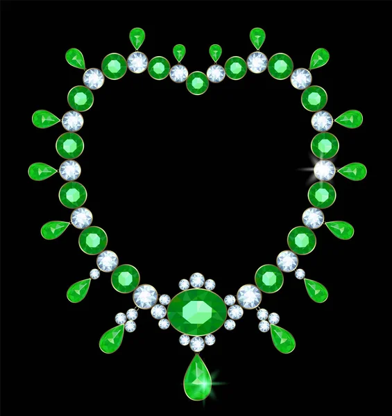 Halsband Med Diamanter Och Smaragd Droppformade Hängen — Stockfoto
