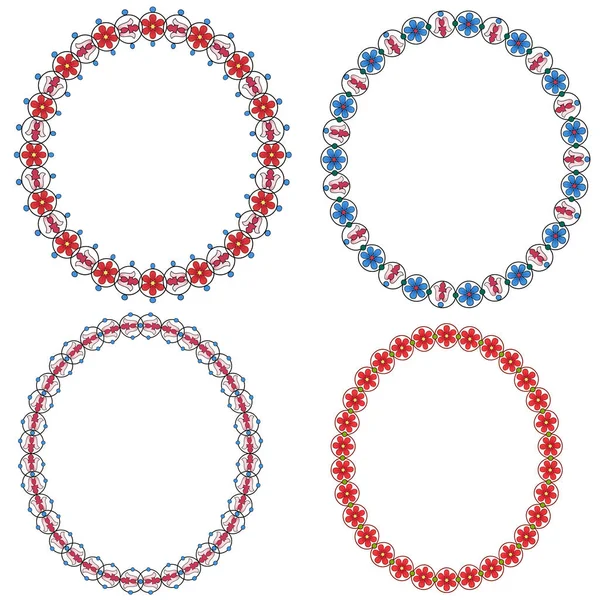 Набор Овальных Разноцветных Рамок Декоративных Цветов — стоковое фото