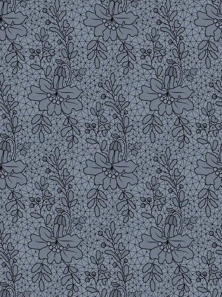 Seamless black floral lace on a white background