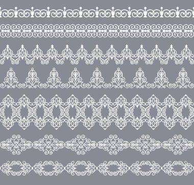 Gri bir arka plan üzerinde beyaz kenarlık kümesi