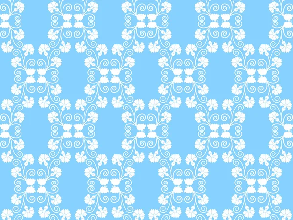 White Seamless Floral Pattern Blue Background — Stock Photo, Image