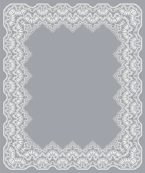 Elegante Witte Lace Frame Een Grijze Achtergrond — Stockfoto
